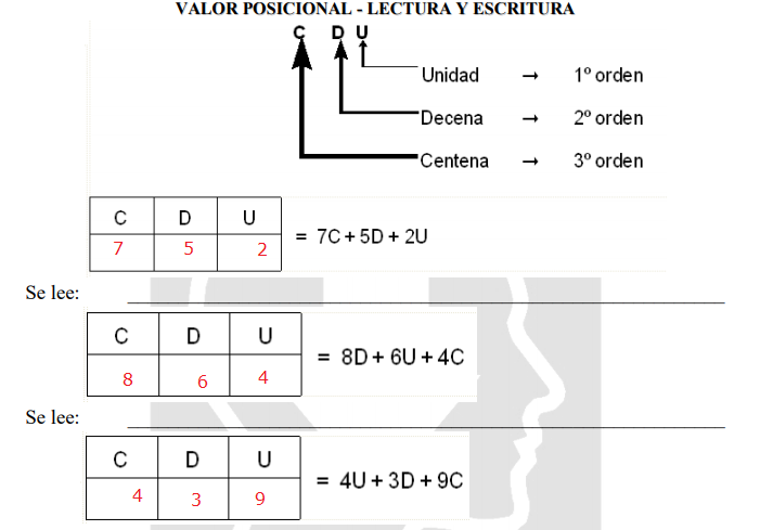 Valor posicional de un número - lectura y escritura 