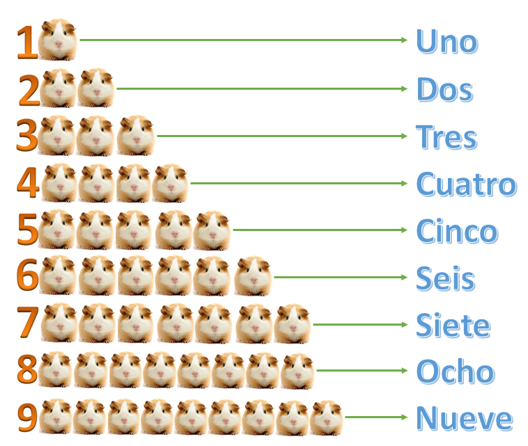 números del uno al nueve